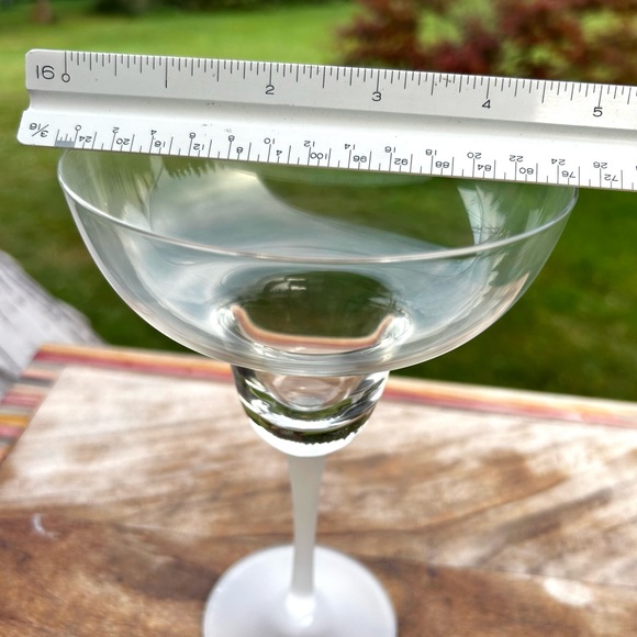 Glass Margarita Cocktail Glasses frosted stem set of 3 - Picture 4 of 10